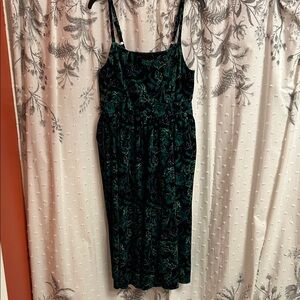 Torrid Black/Green/Blue Velvet Midi Dress